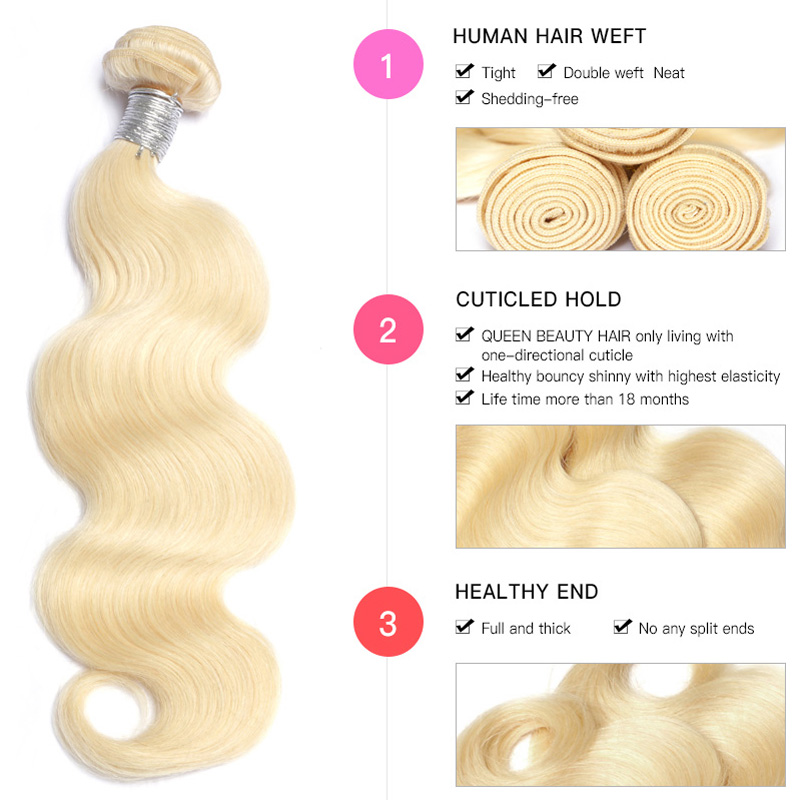 Peruvian Virgin Hair 613 Blonde Bundles With Closure Body Wave 3 Bundles With 4x4 Lace clsoure 613 Color 8-30inch Body Wave