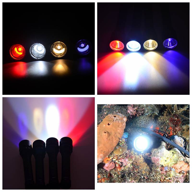Topcom High Quality 18650 Powered Wide Angle Beam Underwater Torch Diving Flash Light