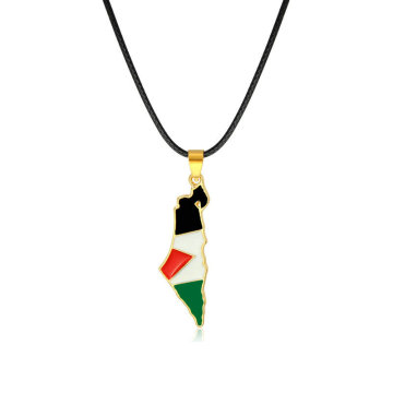 Free Palestine Flag Necklace - Palestinian Map Metal Pendant Necklace