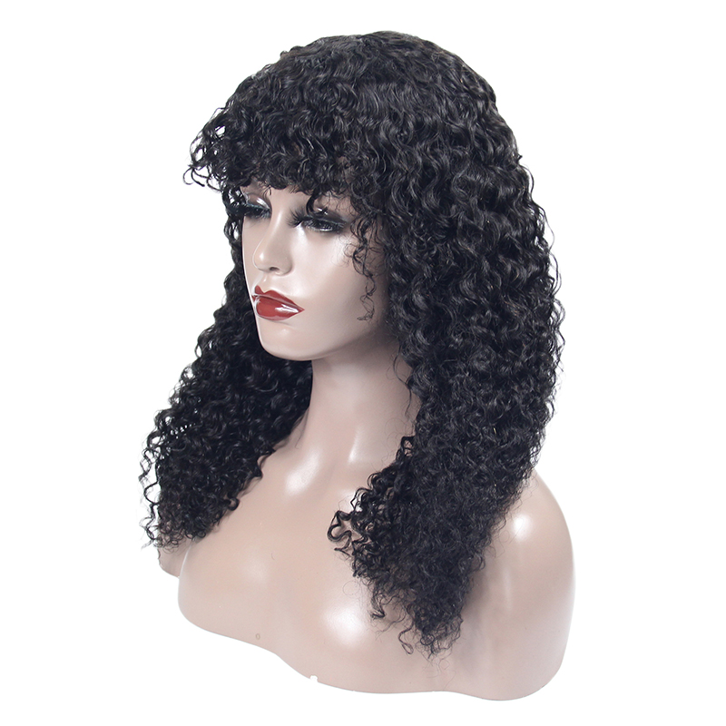 cheap price short human wig machine made,100% human hair machine made human wig with bang,pure human hair wigs curly
