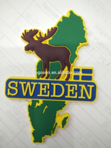 New design promotional pvc magnet Sweden souvenir pvc fridge magnet