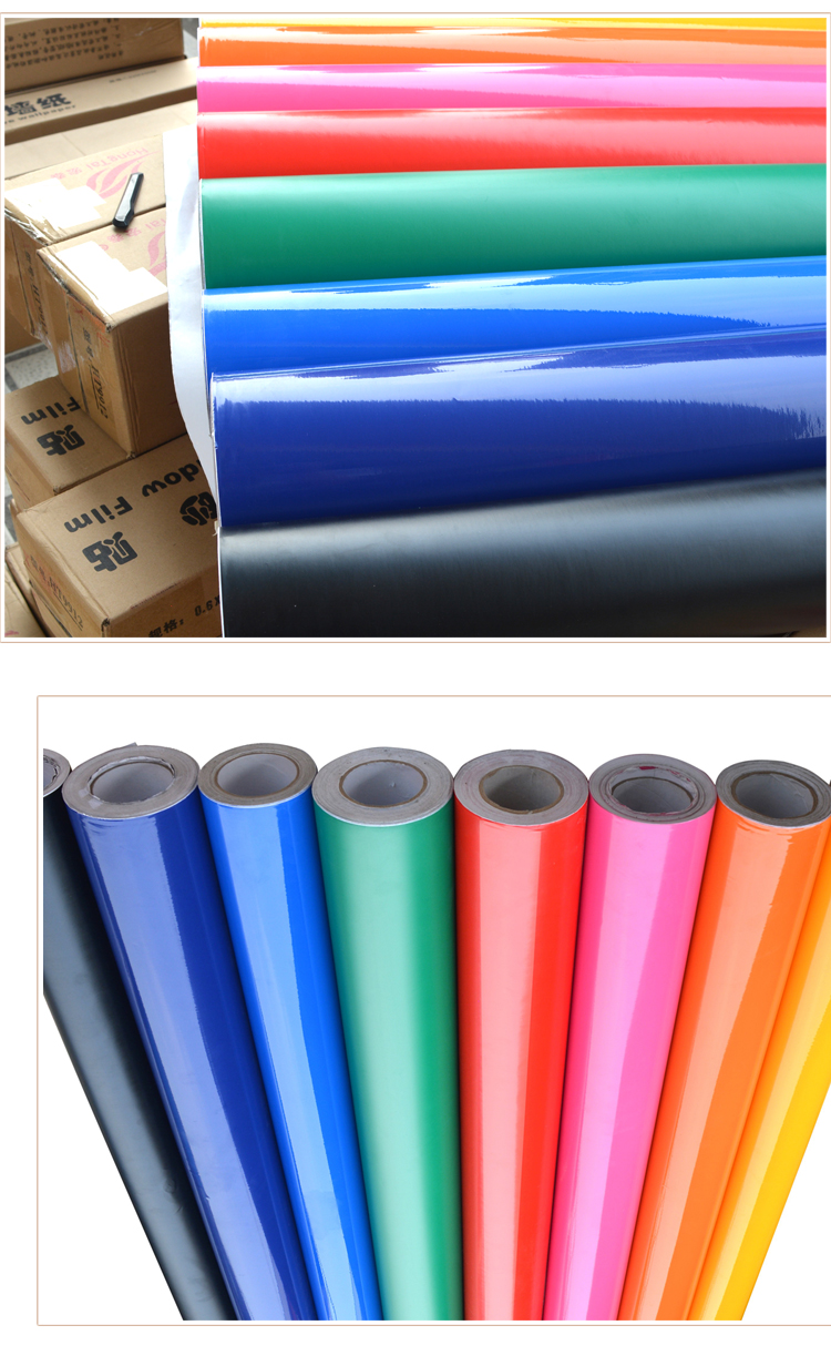 Wholesale 1.22*50m Bright Glossy Vinyl Decal Wrap Sticker 24 colors vinyl roll for Advertising sign