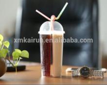 Two compartment 16oz disposable juice cup/plastic cup with lid/plastic cup with straw