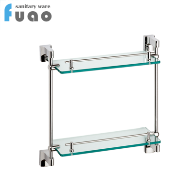 FUAO bathroom wall mounted dual tier bathroom pole shelf
