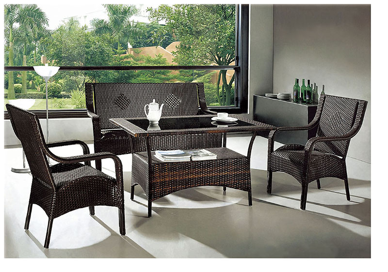 Tebụl PE Wicker arịa ụlọ tebụl & oche