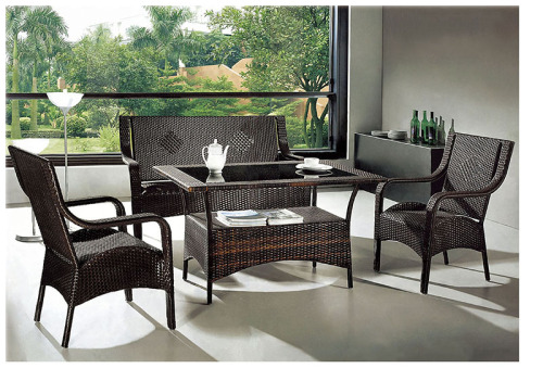 PE Wicker Furniture Table et chaise de loisirs