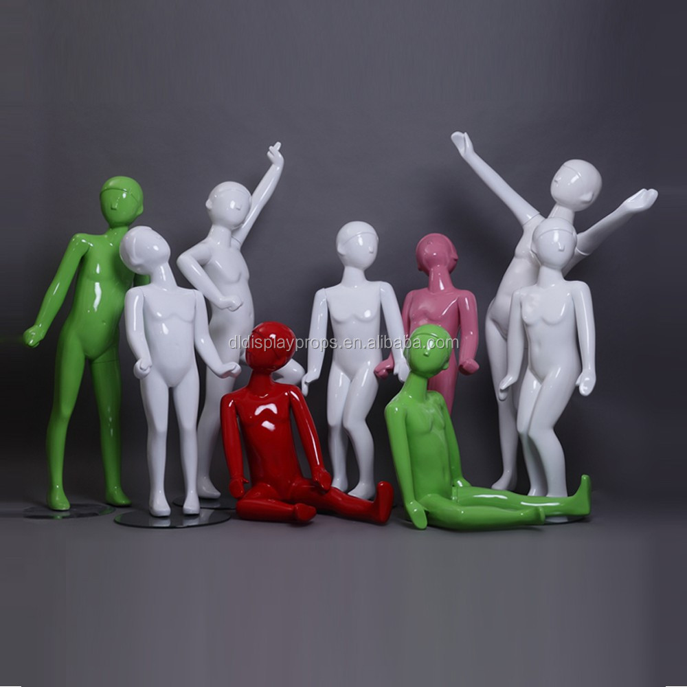 DL395 Boys full body red&green color Fiberglass Dummy child painting mannequin sitting