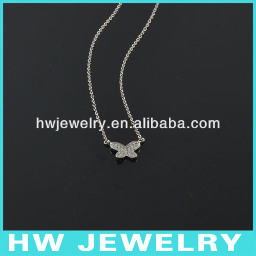 silver cz necklace/ butterfly necklace/ butterfly charm