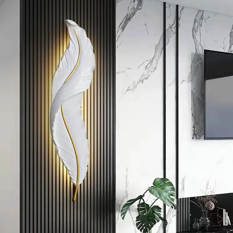 Modern LED Dimmable Wall Sconce with Elegant Feather Design Lamp