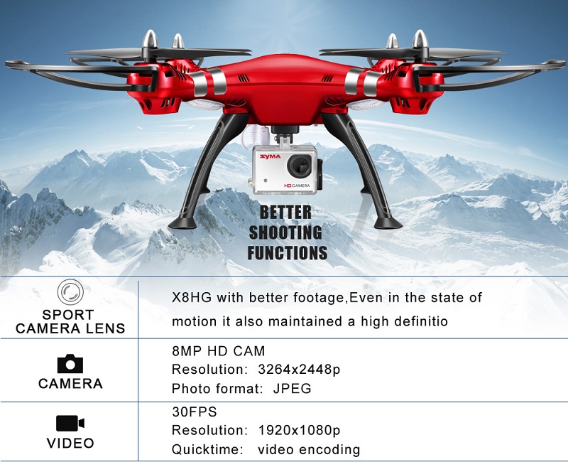 SYMA Professional Drone X8HG X8HW X8HC 2.4G 4CH RC Helicopter Drones 1080P 8MP HD Camera Quadcopter (SYMA X8C/X8W/ X8G Upgrade)