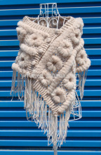 Yanran Fur YR010 Ladies' hand crochet & knitted rabbit fur poncho sweater