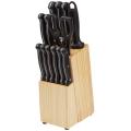 Set de couteaux en acier inoxydable avec bloc en bois de pin