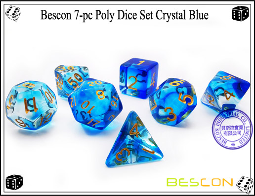 Juego de dados de cristal azul-2 Crystal Blue Dice Set-2
