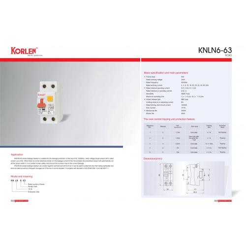 過電流保護を備えた磁気タイプ10ka 1p+n rccb