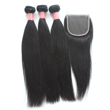 Unprocessed Indian Straight Hair Bundles With Closure