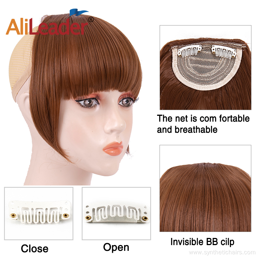 Closures Clip On Synthetic Hair Bangs Women Topper