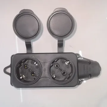 2-Gang Rubber Socket with Grounding and Covers IP44