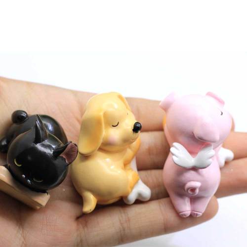 50mm Pig Resin Craft and Arts Dog Figurines Sleeping Pig Cabochon for Home Office Decorations