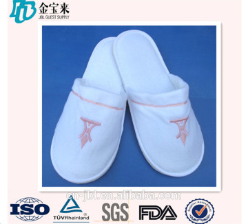 White Micro Suede Cotton Slippers With Customized Embroidery