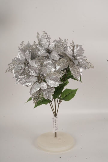 Artificial Silver Christmas Five-headed Flower