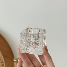 Square Large Crystal Glass Candle Holder