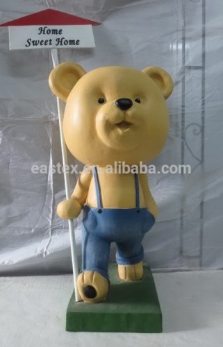 Home decoration fiberglass life size garden bear statue