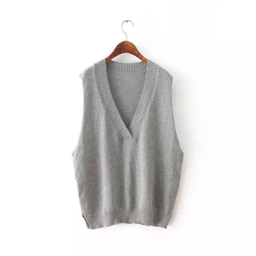 Grey Ladies Knitted Sleeveless Sweater