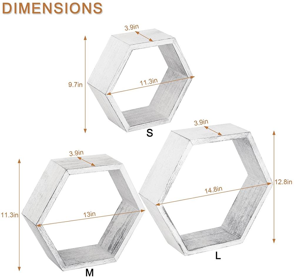 Hexagonala flytande hyllor väggmonterad uppsättning