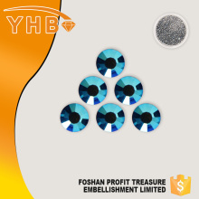 YHB factory supplies shinning silver bottom ss16 Sapphire glass hot fix stone for nail art