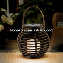 Mimi Rattan Round Solar Garden Table Lantern