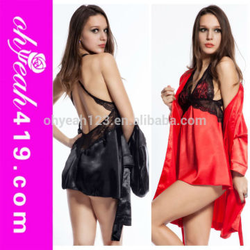 Hot sale sexy ladies nighty dress silk sleep robes for women