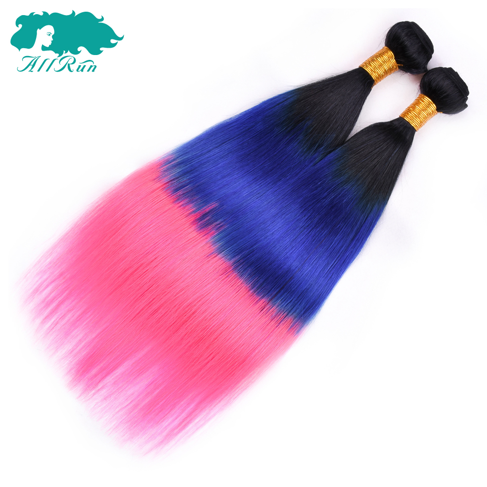 ombre color human hair bundles, remy ombre color hair TB/blue/pink