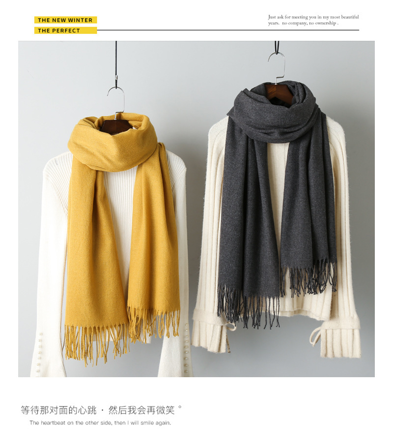 Cashmere solid color scarf knitted tassel shawl (1)