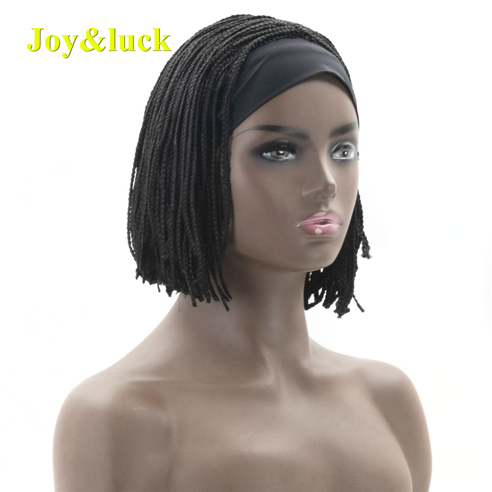 Bob Head Band Wigs for Women Black Hairband Wholesale Scarf Short Straight Micro Box Braided Headband Wig Synthetic Hair Wigs