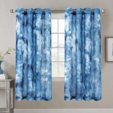 Manual Tie Dye Linen Semi Sheer Blue Curtains