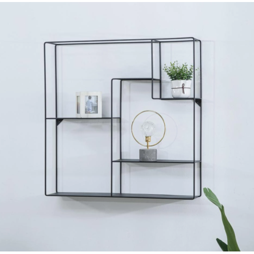 Metal wall-mounted shelf for interior decoration