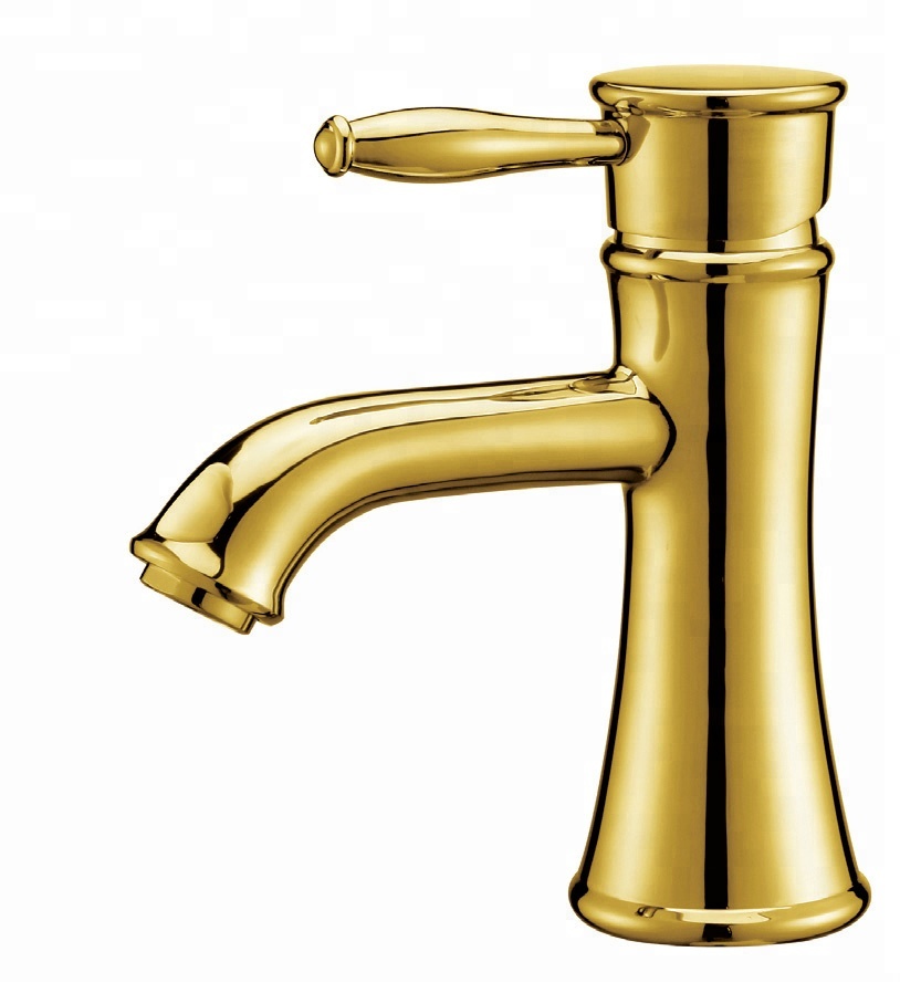 YLB0129 Gold tap brass bathroom deck mounted basin sink mixer tap faucet