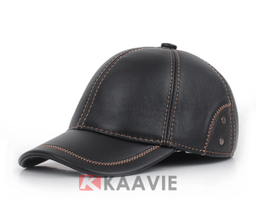 geniune black brown leather baseabll cap hat