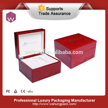 elegant single watch package box wood with croco PU