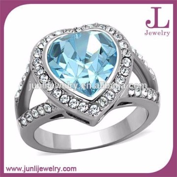 2015 Popular 316L Stainless Steel Heart Shaped Diamond Ring Wedding Ring
