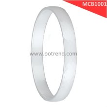 Customized width white ceramic bangle,with faceted and shiny polished finish ceramic jewelry