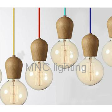 Modern Wooden Hanging Lamp holder With Edison Bulb Pendant Lamp