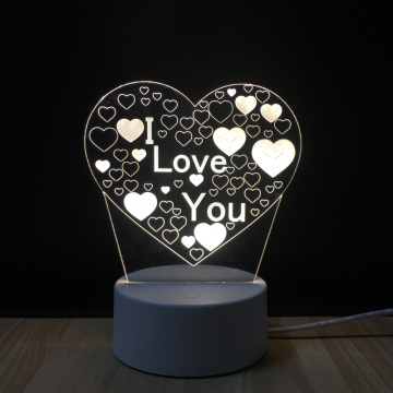 3D Illusion Lamp Romantic I Love You Heart Night Light