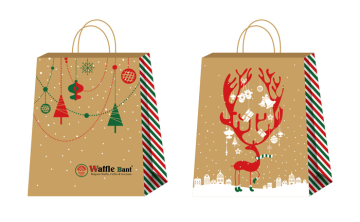 Recycled paper bag printed with tree