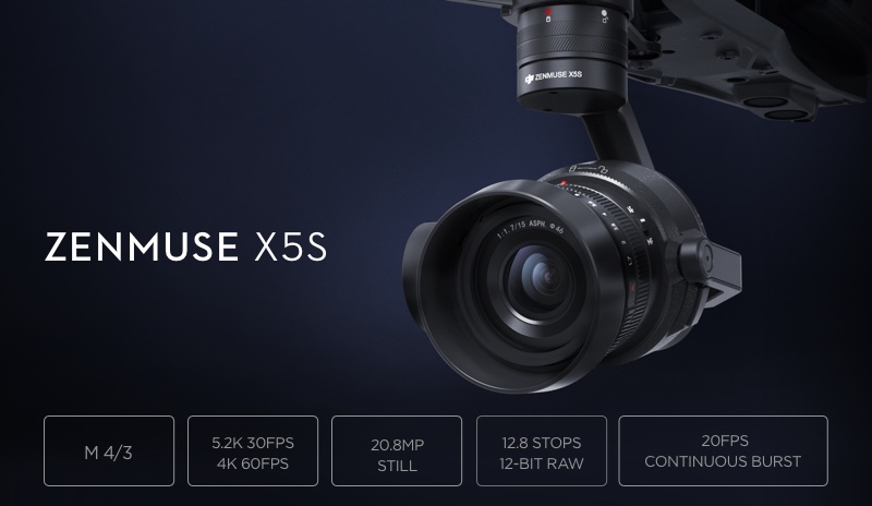 DJI ZENMUSE X5S 5.2K camera for DJI inspire 2 or M600 Pro