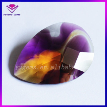 Checkerboard Facet Multicolor Glass Stone Pear Shape Cutting Decoration Glass Gems