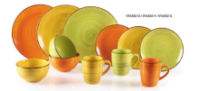 Stoneware dinner set with hand brush