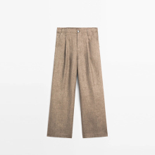 Women's elegant pure linen pleated pants