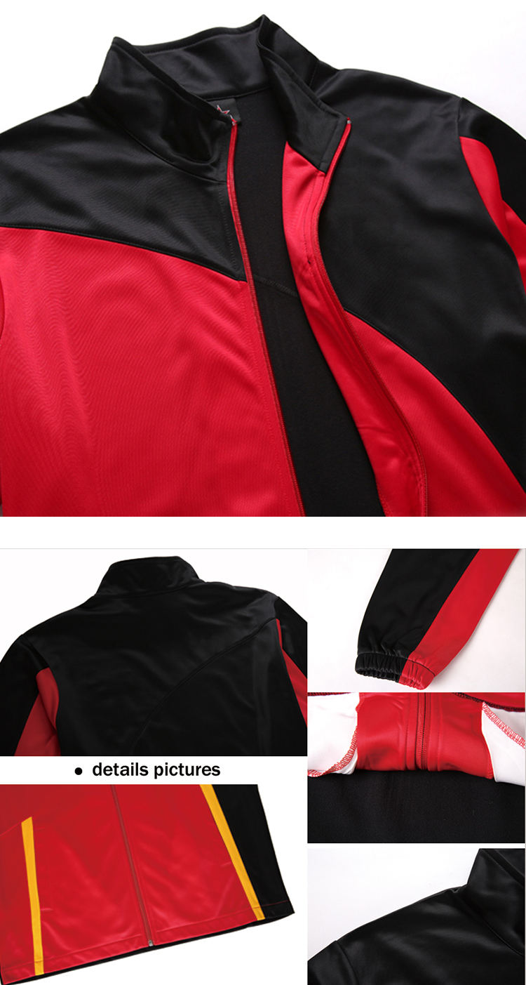 Sukan Tersuai Lelaki Latihan Joging Jacket Plain Soccer Team Jacket Jacket Jaket Hitam dan Merah Jaket