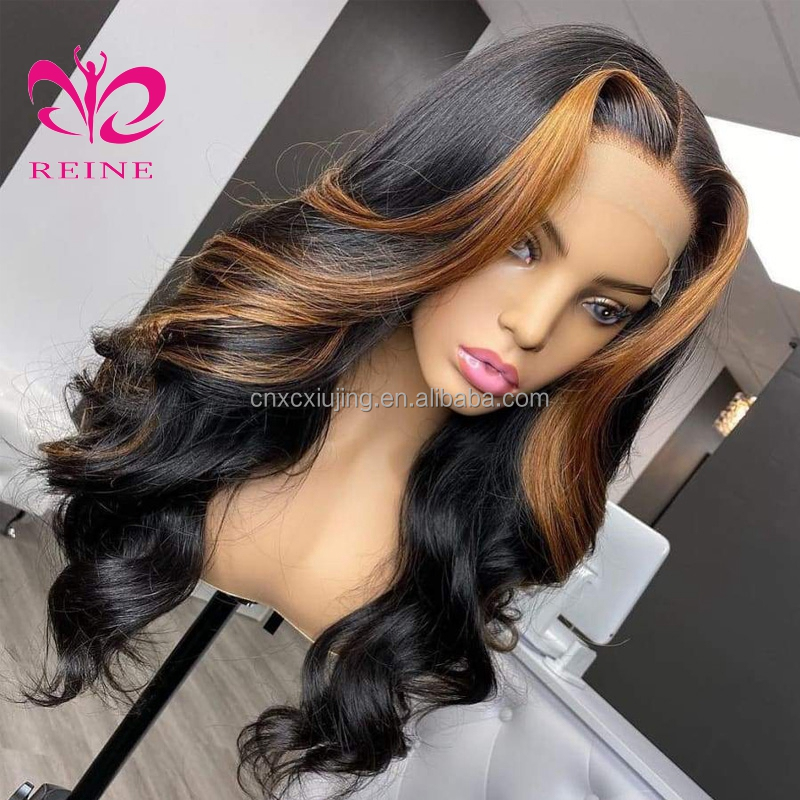 100% Virgin Brazilian Human Hair 4*4 closure  Wig 10A Grade Bone Straight Ombre Piano Color Human Hair Hd Closure Wigs